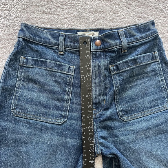 Madewell Emmett Wide-Leg Jeans Womens 28 Blue High Rise Raw Hem Cropped Denim - Picture 11 of 15